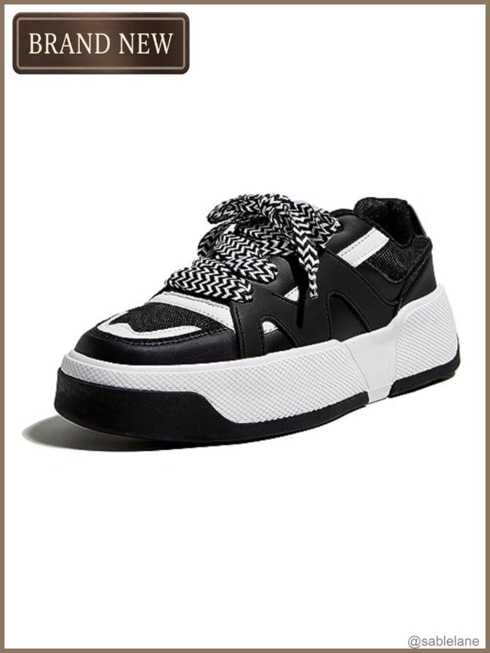Women's Platform Sneakers Thick Sole PU Lace-Up Athletic Walking Shoes